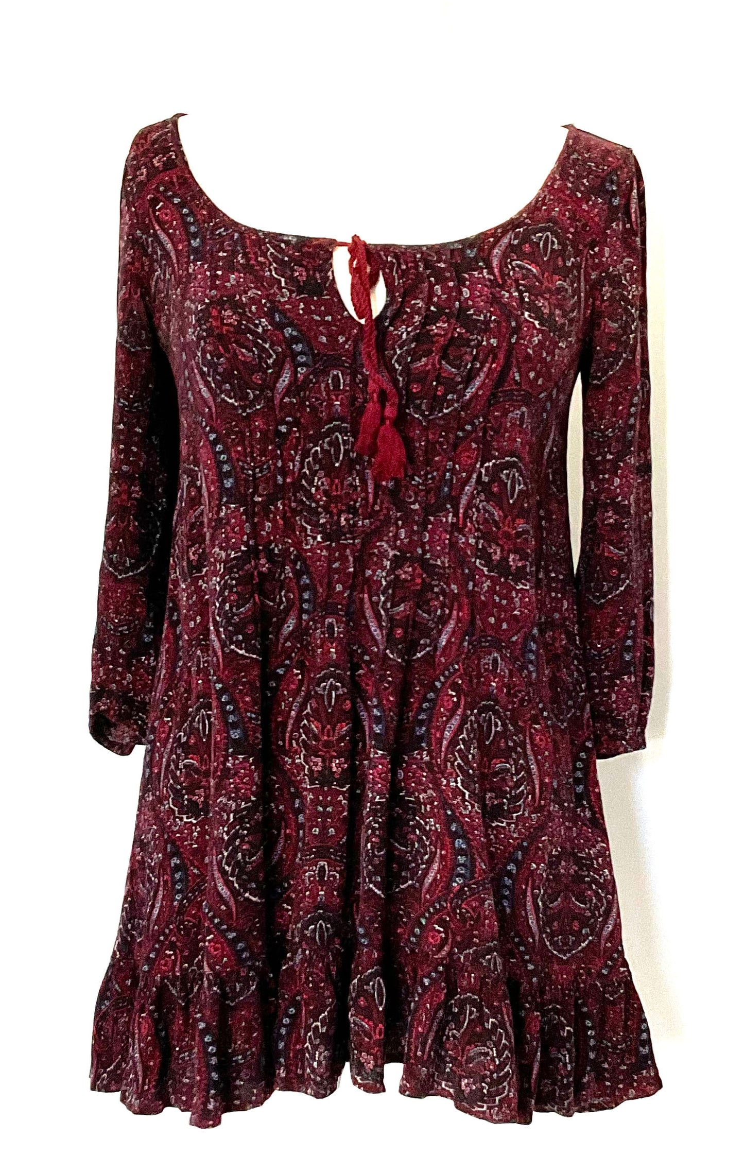 Bordeaux Paisley Shift Dress