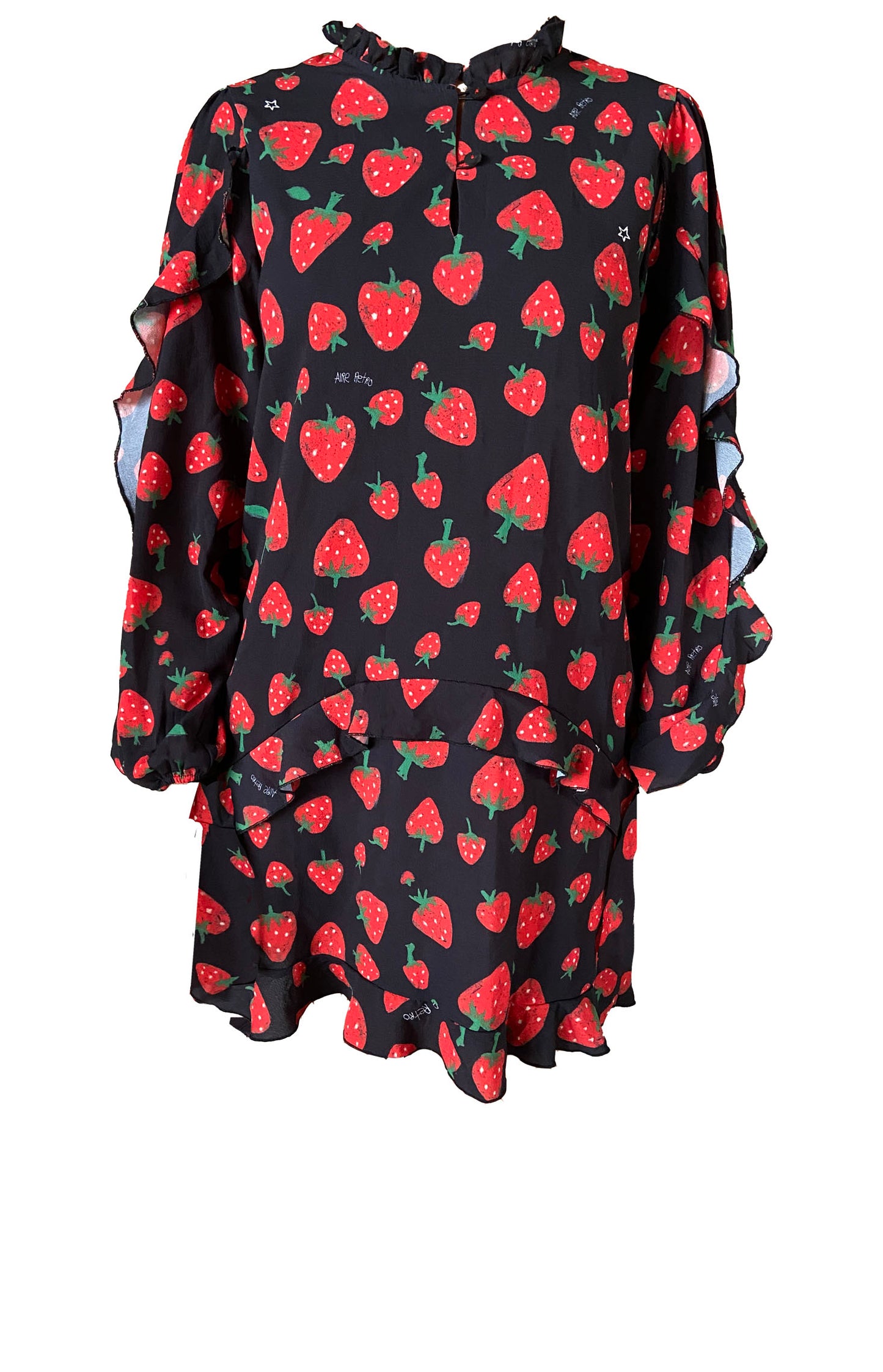 Ruffle Strawberry print mini dress