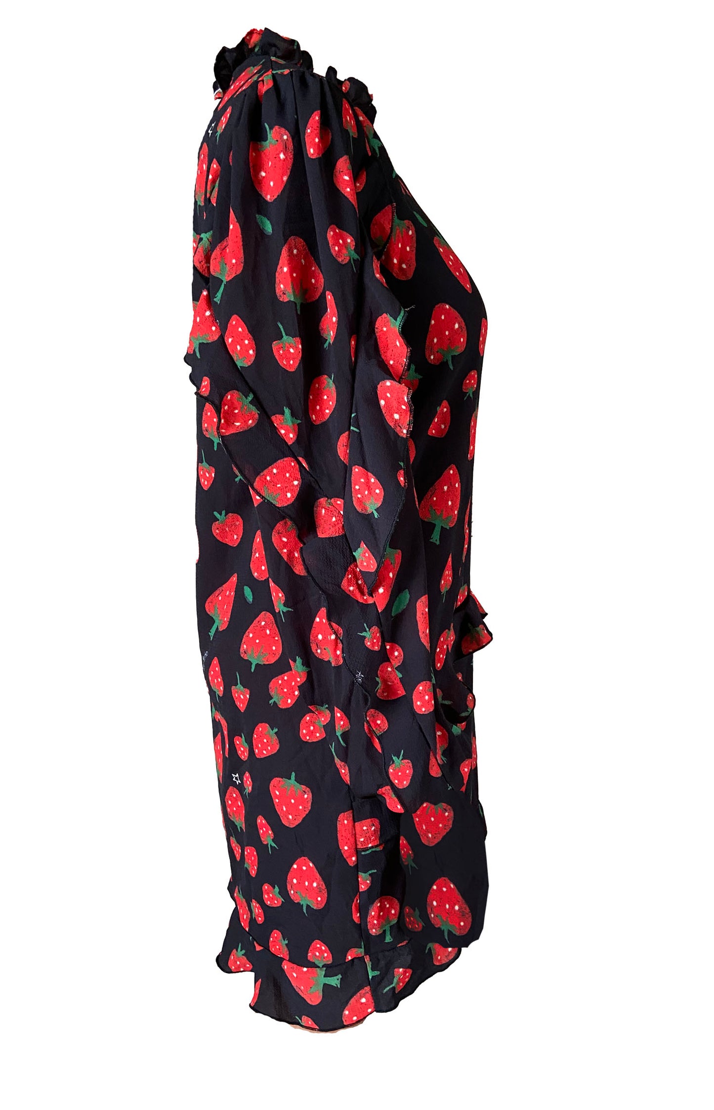 Ruffle Strawberry print mini dress
