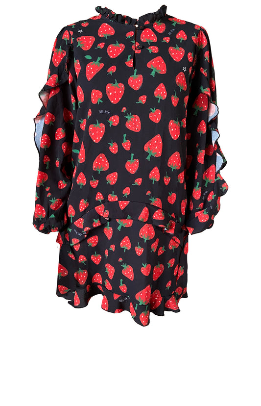 Ruffle Strawberry print mini dress